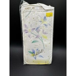 Vintage High Point Knitting Flowered Knee Hi -‎ One Size - New Old Stock